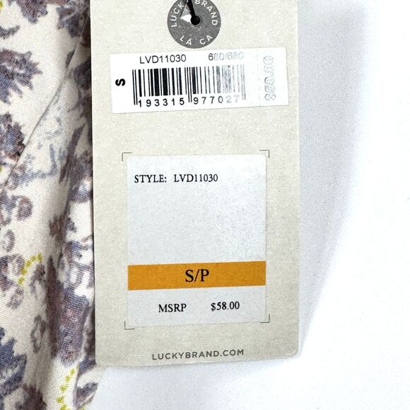 Lucky Brand Tank Top Womens Small Cream Floral Lace Racerback Boho Casual - Picture 7 of 12